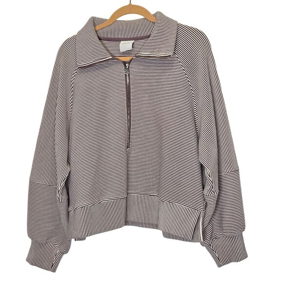 Varley NWOT Milano Half-Zip Sweat 2.0 Ottoman Stripe‎ X-Large Boxy Sweatshirt - Picture 1 of 10